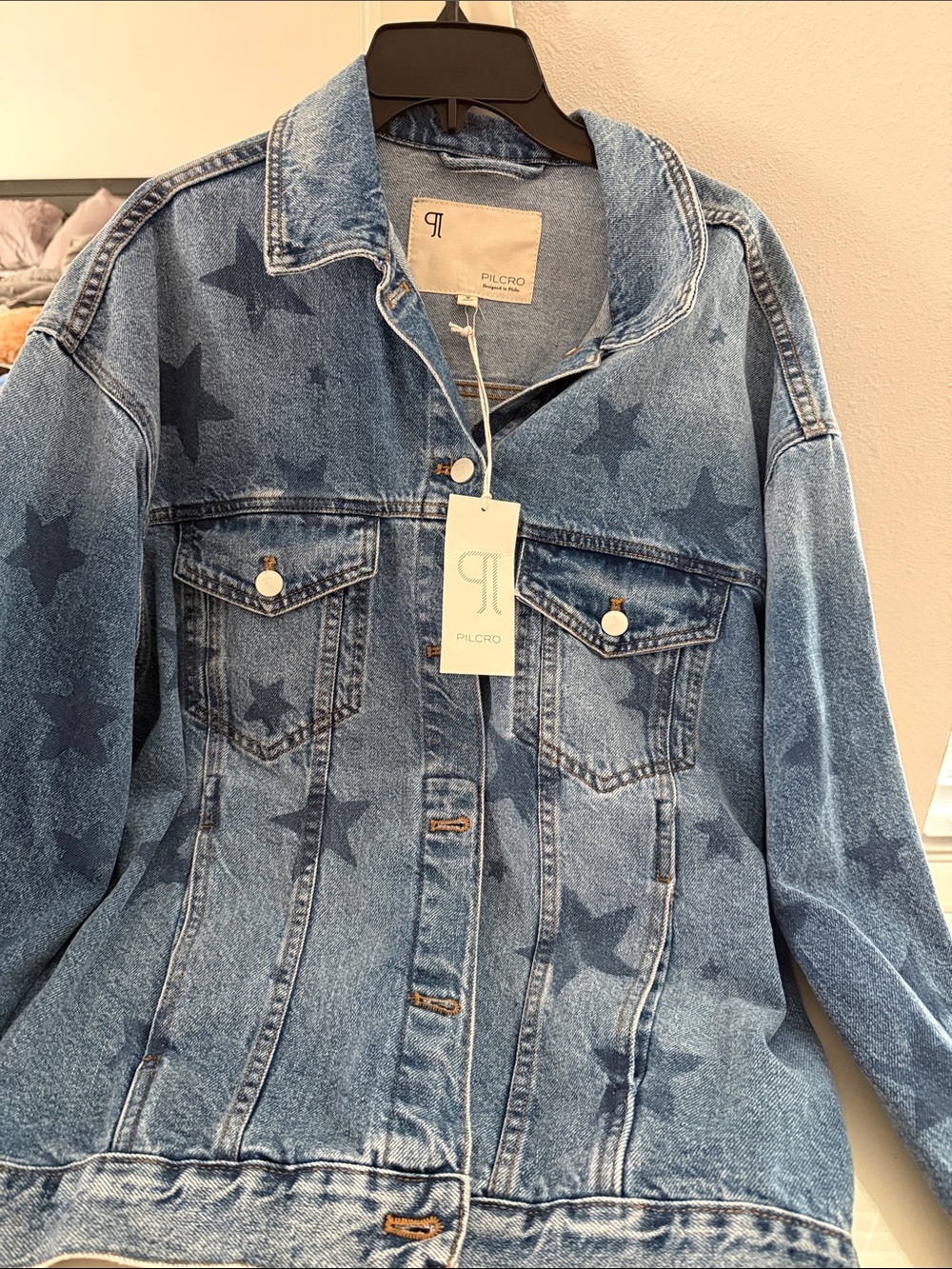 ⭐️Pilcro Denim Jacket with Star Print - Light Blue⭐️